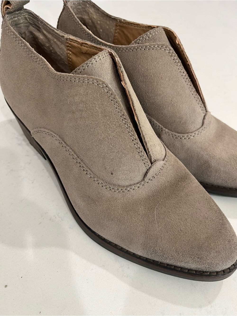 Lucky Brand Women's Taupe Suede Ankle Booties